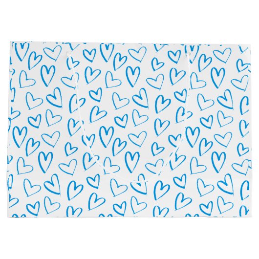 Blue Heart Pattern Large Gift Bag Große Geschenktüte (Rückseite)