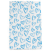 Blue Heart Pattern Medium Gift Bag Mittlere Geschenktüte (Vorderseite)