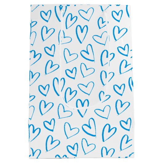 Blue Heart Pattern Medium Gift Bag Mittlere Geschenktüte (Rückseite)