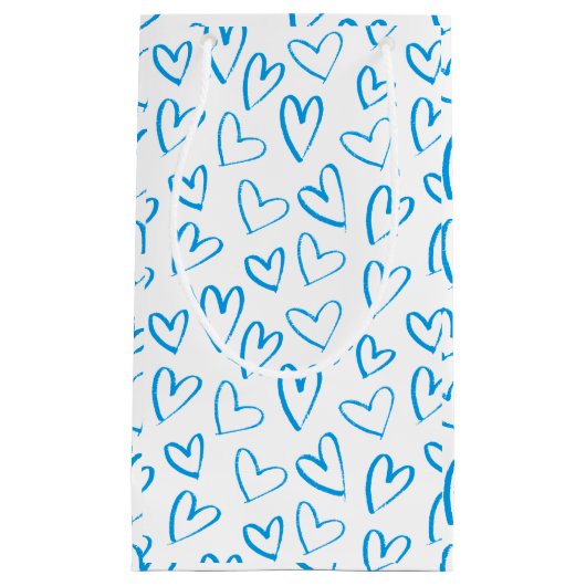 Blue Heart Pattern Small Gift Bag Kleine Geschenktüte (Vorderseite)