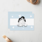 Blue Heart Penguin Danke, dass Sie Karten bemerken (Vorderseite/Rückseite Beispiel)