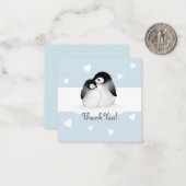 Blue Heart Penguin Vielen Dank Notecards Mitteilungskarte (Vorderseite/Rückseite Beispiel)