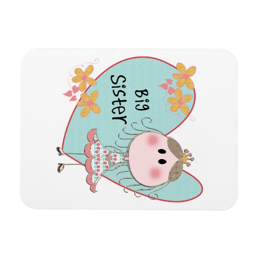 Blue Heart Princess Big Sister Magnet (Horizontal)