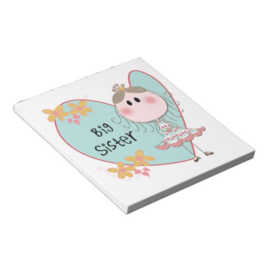 Blue Heart Princess Big Sister Notizblock (angewinkelt)