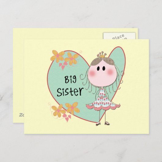 Blue Heart Princess Big Sister Postkarte (Vorne/Hinten)
