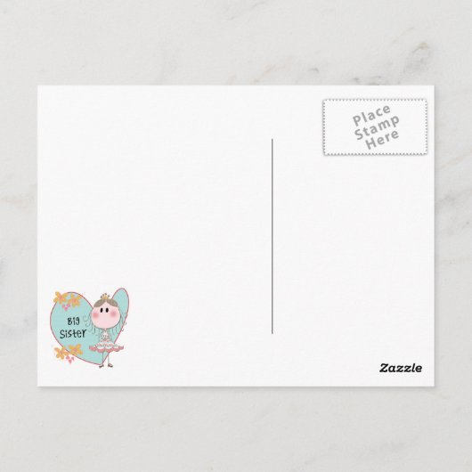 Blue Heart Princess Big Sister Postkarte (Rückseite)
