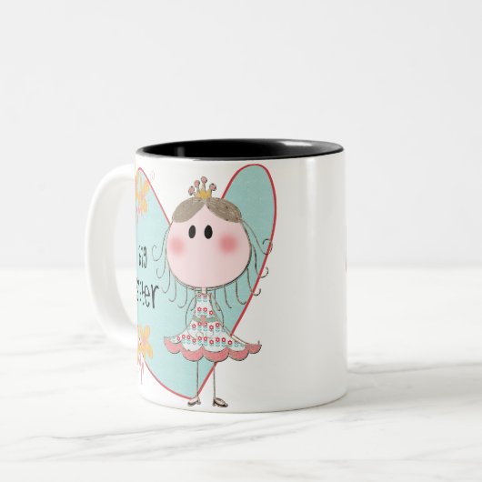 Blue Heart Princess Big Sister Zweifarbige Tasse (Vorderseite Links)