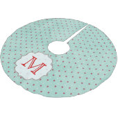 Blue Heart Punkt Monogram Initial Tree Skirt Polyester Weihnachtsbaumdecke (Schrägansicht)