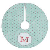 Blue Heart Punkt Monogram Initial Tree Skirt Polyester Weihnachtsbaumdecke (Vorderseite)