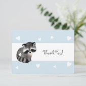 Blue Heart Raccoon Vielen Dank Karte (Stehend Vorderseite)