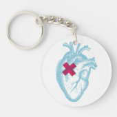 Blue Heart Red X Schlüsselanhänger - klarer Hinter (Vorderseite)