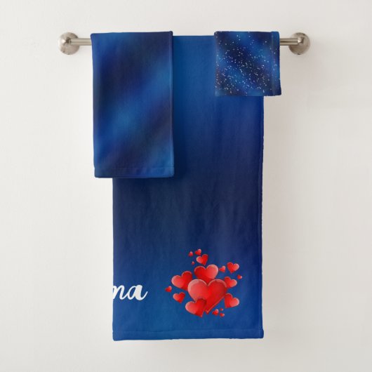 Blue heart  romantic wallpaper badhandtuch set (Insitu)
