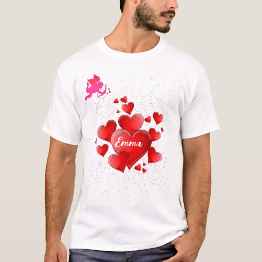 Blue heart  romantic wallpaper T-Shirt (Vorderseite)