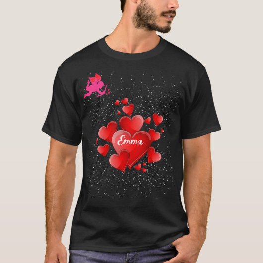 Blue heart romantic wallpaper T-Shirt (Vorderseite)