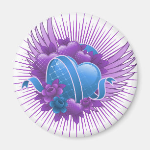 Blue Heart Rose und Flüge Magnet