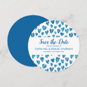 Blue Heart Save the Date Card (Vorne/Hinten)