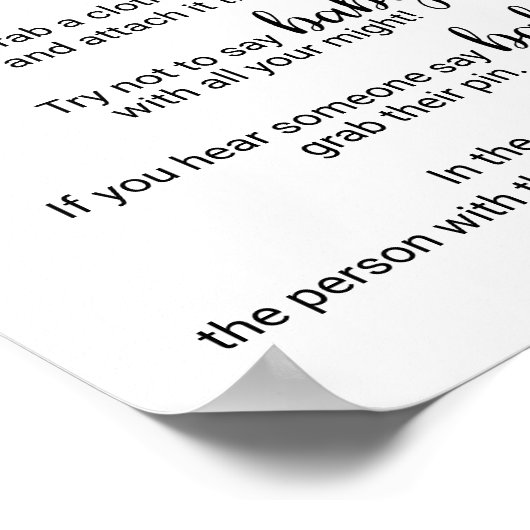 Blue Heart | Schwarze Kalligraphie Sage kein Baby- Poster (Ecke)