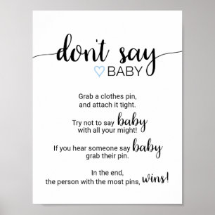 Blue Heart   Schwarze Kalligraphie Sage kein Baby- Poster