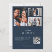 Blue Heart Script 3 Foto Collage Wedding Einladung (Rückseite)