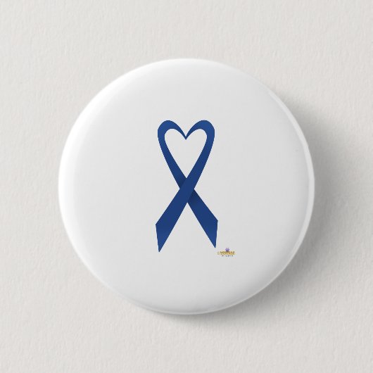 Blue Heart Shaped Awareness Ribbon Button (Vorderseite)