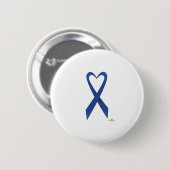 Blue Heart Shaped Awareness Ribbon Button (Vorne & Hinten)
