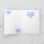 Blue Heart Shaped Musiknotens Grußkarte Karte (Innenseite)