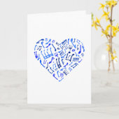 Blue Heart Shaped Musiknotens Grußkarte Karte (Gelbe Blume)