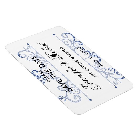 Blue Heart Snowflake Wedding Save the Date Magnet (Rechte Seite)
