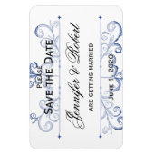 Blue Heart Snowflake Wedding Save the Date Magnet (Vertikal)