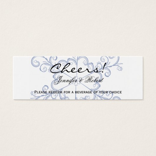 Blue Heart Snowflake WedgeDrinks Tickets (Vorderseite)