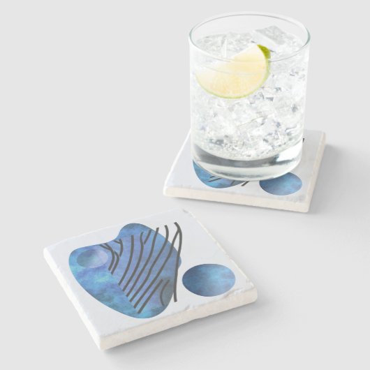 Blue Heart Steinuntersetzer (Seitenansicht)