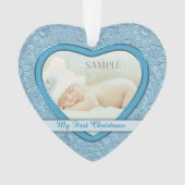 Blue Heart Swirl Baby First Christmas Ornament (Vorderseite)