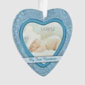 Blue Heart Swirl Baby First Christmas Ornament (Vorderseite)