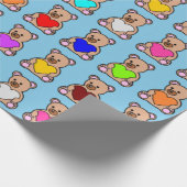 Blue Heart Teddy Bears Geschenkpapier (Ecke)