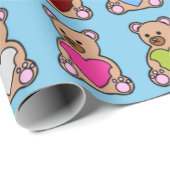 Blue Heart Teddy Bears Geschenkpapier (Rolleneckpunkt)