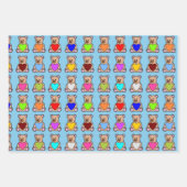 Blue Heart Teddy Bears Geschenkpapier Set (Vorderseite 3)