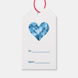 Blue heart 'to''from' text geschenkanhänger