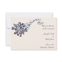 Blue Heart Tree on Ivory Save the Date