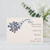 Blue Heart Tree on Ivory Save the Date (Stehend Vorderseite)