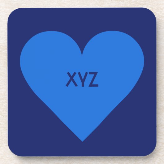 Blue Heart Valentine Custom Untersetzer (Vorderseite)