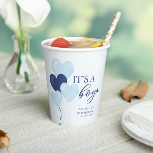 Blue Heart Valentines Es ist eine Baby-Dusche Pappbecher (In Situ)