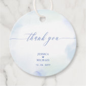 Blue Heart & Watercolor Wedding Danke Foto Geschenkanhänger (Vorderseite)