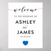 Blue Heart Wedding Willkommenszeichen Poster (Vorne)