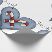 Blue Heart with Candy Canes Country Christmas Geschenkpapier (Ecke)