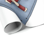 Blue Heart with Candy Canes Country Christmas Geschenkpapier (Rolleneckpunkt)