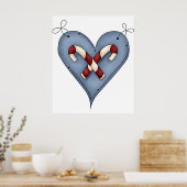 Blue Heart with Candy Canes Country Christmas Poster (Küche)
