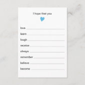 Blue Heart wünscht sich ein Baby Boy Duschspiel Begleitkarte (Rückseite)