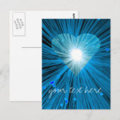 Blue Heart "Your Text" Postkarte (Vorne/Hinten)