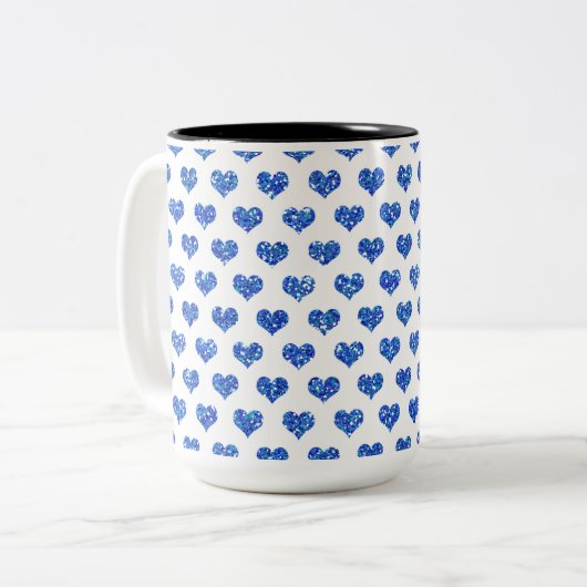 Blue Heart Zweifarbige Tasse (Vorderseite Links)
