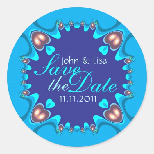 Blue Hearts Alternative Save the Date Stickers (Vorderseite)